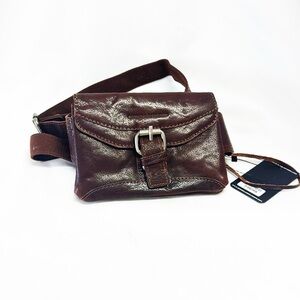 SPIKES & SPARROW New Missouri Leather Side Bag/Belt Bag With 3 Compartments NWT